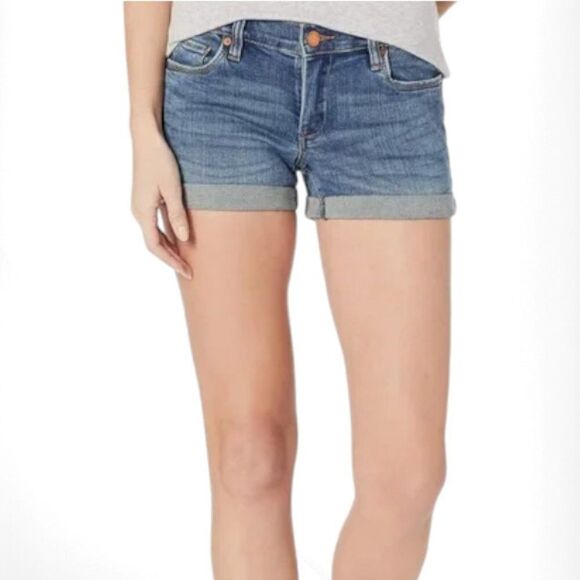 Blank NYC Women's Blue Denim Mid Rise The Fulton Roll Up Boyfriend Shorts Summer - Picture 12 of 13